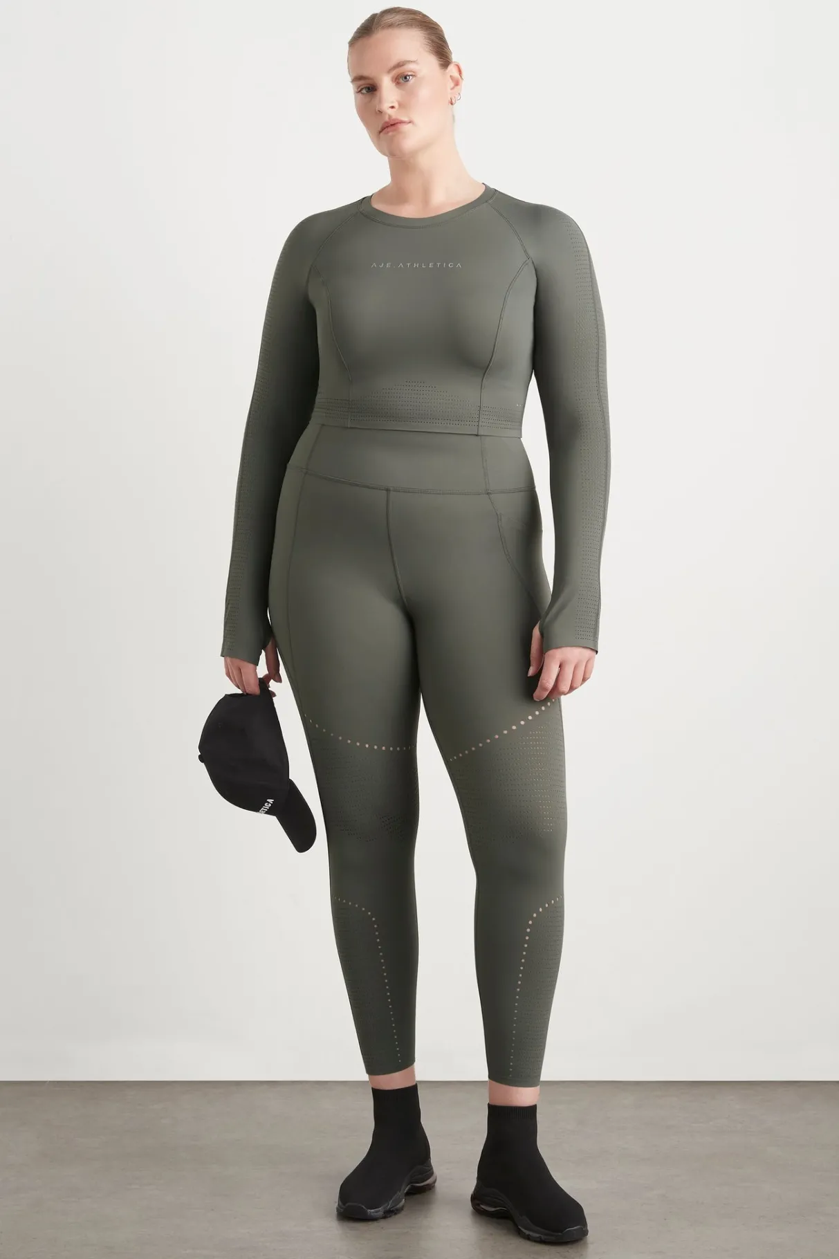 perforated_long_sleeve_crop_top__10.webp Sale Aje ATHLETICA Perforated Long Sleeve Crop Top 340 Midnight Grey/Reflective