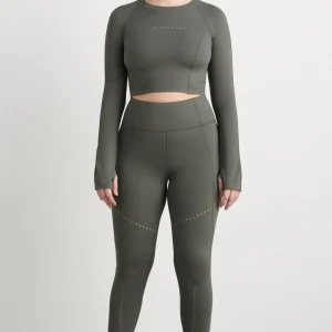 Sale Aje ATHLETICA Perforated Long Sleeve Crop Top 340 Midnight Grey/Reflective
