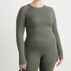Sale Aje ATHLETICA Perforated Long Sleeve Crop Top 340 Midnight Grey/Reflective