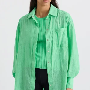 Sale Aje ATHLETICA Perforated Longline Shirt 406 Marine Green