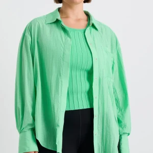 Sale Aje ATHLETICA Perforated Longline Shirt 406 Marine Green