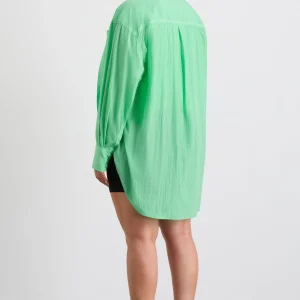 Sale Aje ATHLETICA Perforated Longline Shirt 406 Marine Green