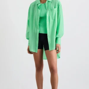 Sale Aje ATHLETICA Perforated Longline Shirt 406 Marine Green