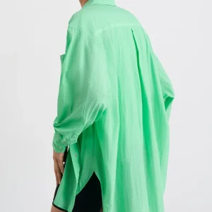 Sale Aje ATHLETICA Perforated Longline Shirt 406 Marine Green