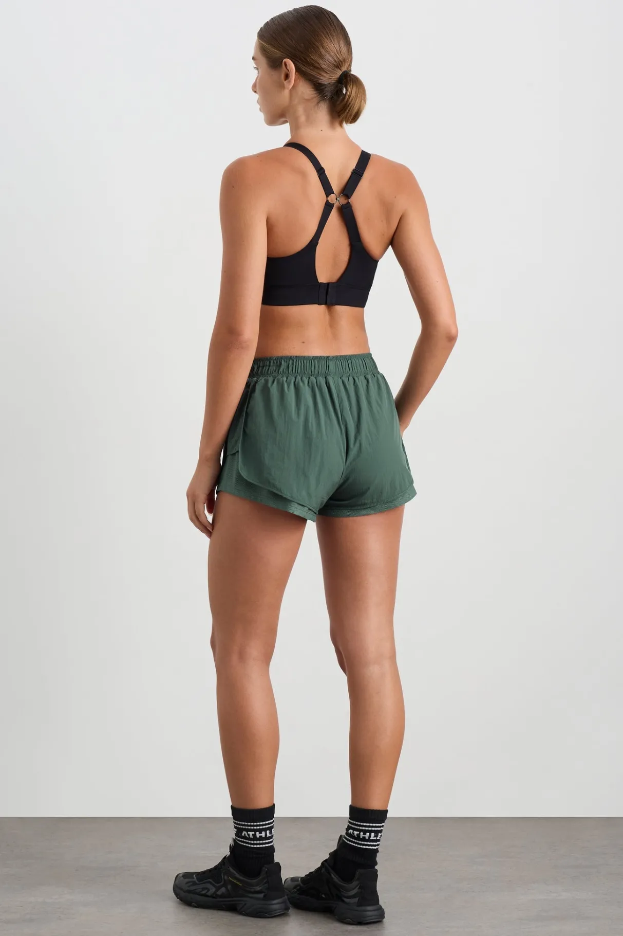 perforated_spray_shorts__5.webp Shop Aje ATHLETICA Perforated Spray Shorts 019 Moss Green