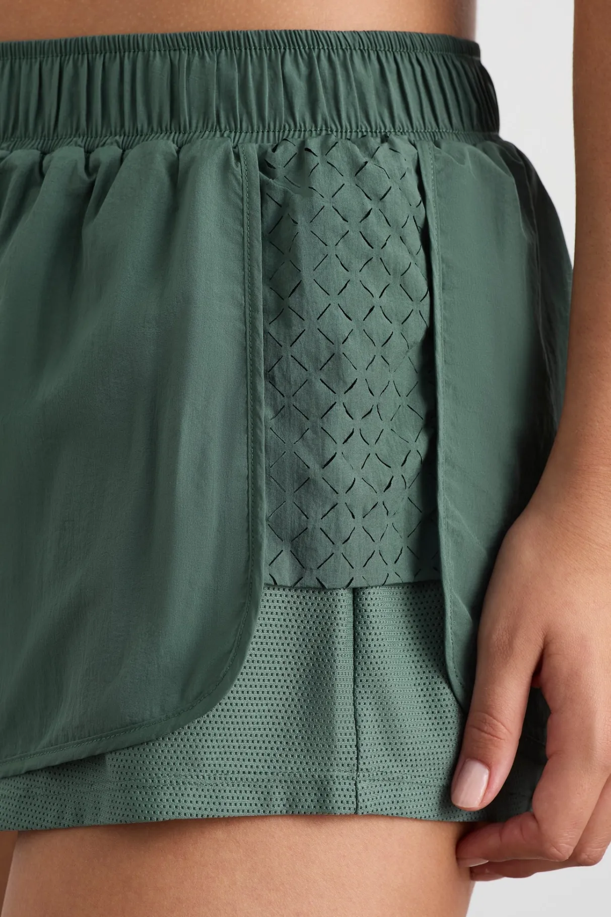 perforated_spray_shorts__8.webp Shop Aje ATHLETICA Perforated Spray Shorts 019 Moss Green