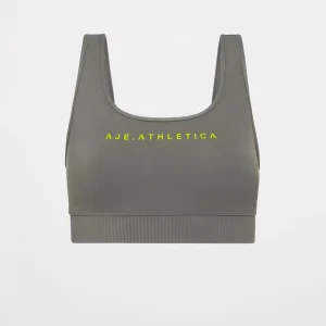 Clearance Aje ATHLETICA Pintuck Effect Sports Bra 327 Midnight Grey/Citrus Yellow
