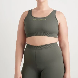 Clearance Aje ATHLETICA Pintuck Effect Sports Bra 327 Midnight Grey/Citrus Yellow