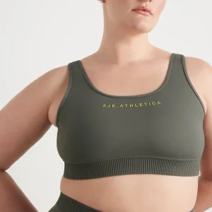 Clearance Aje ATHLETICA Pintuck Effect Sports Bra 327 Midnight Grey/Citrus Yellow