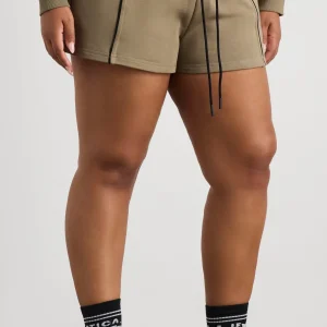 Clearance Aje ATHLETICA Piped Sweat Shorts 638 Soft Khaki Black