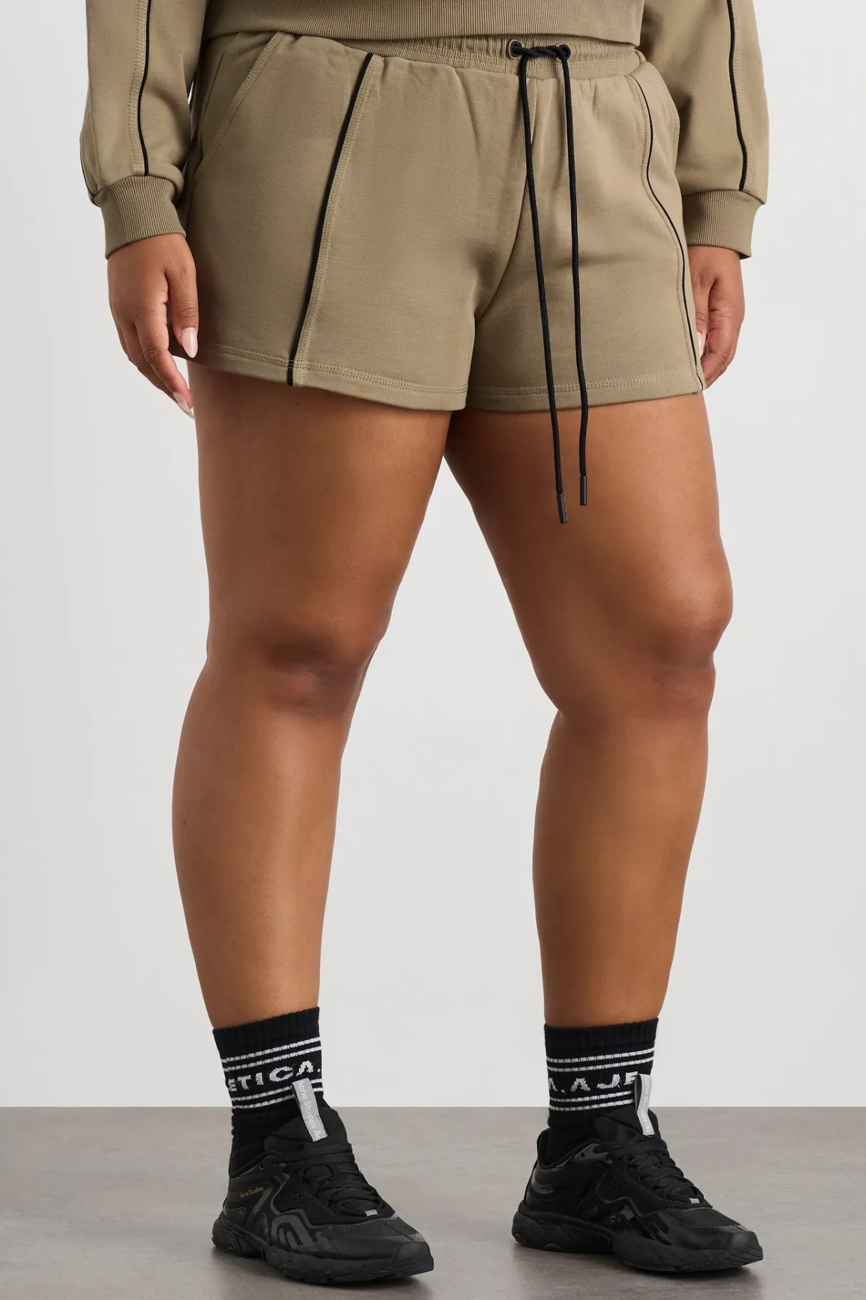 piped_sweat_shorts__12.webp Clearance Aje ATHLETICA Piped Sweat Shorts 638 Soft Khaki Black