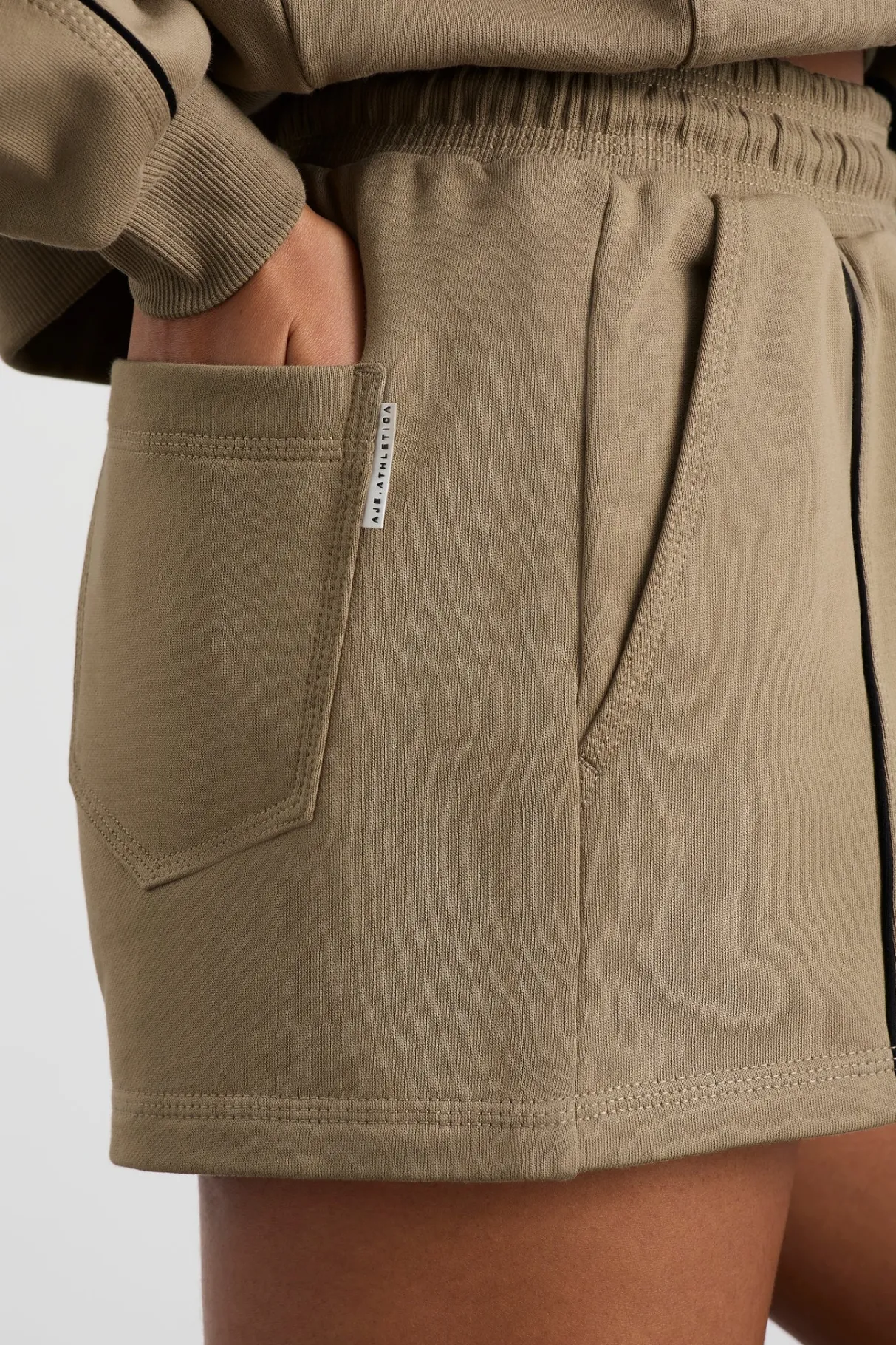 piped_sweat_shorts__3.webp Clearance Aje ATHLETICA Piped Sweat Shorts 638 Soft Khaki Black