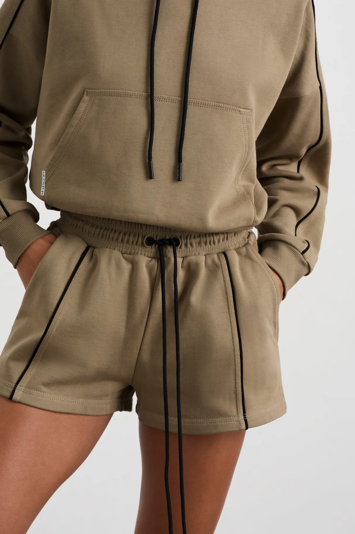 piped_sweat_shorts__4.webp Clearance Aje ATHLETICA Piped Sweat Shorts 638 Soft Khaki Black