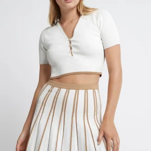 Outlet Aje ATHLETICA Pleated Knit Mini Skirt 611 White/Beige
