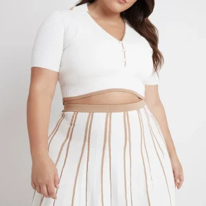 Outlet Aje ATHLETICA Pleated Knit Mini Skirt 611 White/Beige