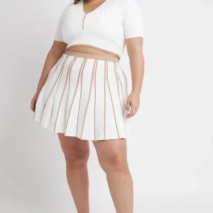 Outlet Aje ATHLETICA Pleated Knit Mini Skirt 611 White/Beige