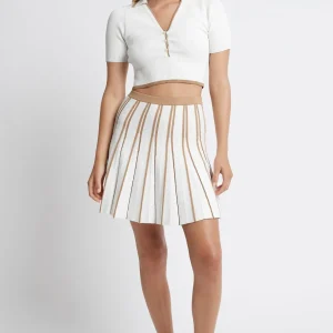 Outlet Aje ATHLETICA Pleated Knit Mini Skirt 611 White/Beige