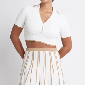 Outlet Aje ATHLETICA Pleated Knit Mini Skirt 611 White/Beige