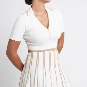 Outlet Aje ATHLETICA Pleated Knit Mini Skirt 611 White/Beige