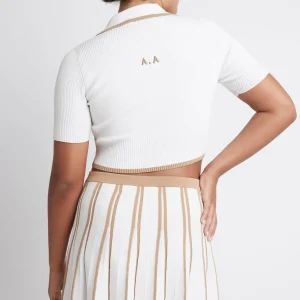 Outlet Aje ATHLETICA Pleated Knit Mini Skirt 611 White/Beige
