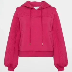 Cheap Aje ATHLETICA Quilted Logo Scuba Hoodie 418 Berry