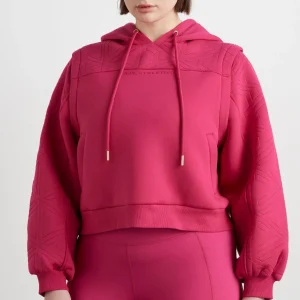 Cheap Aje ATHLETICA Quilted Logo Scuba Hoodie 418 Berry