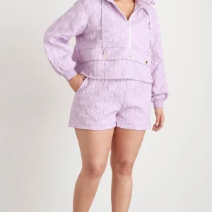 Cheap Aje ATHLETICA Quilted Logo Spray Shorts 623 Lavender/White