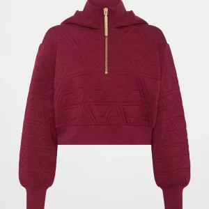 Online Aje ATHLETICA Quilted Scuba Hoodie 729 Burnt Burgundy