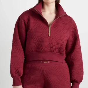 Online Aje ATHLETICA Quilted Scuba Hoodie 729 Burnt Burgundy