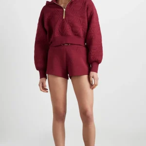 Online Aje ATHLETICA Quilted Scuba Hoodie 729 Burnt Burgundy