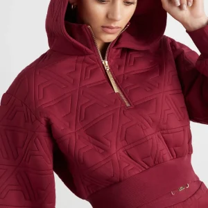 Online Aje ATHLETICA Quilted Scuba Hoodie 729 Burnt Burgundy