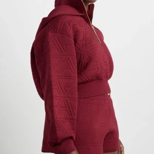 Online Aje ATHLETICA Quilted Scuba Hoodie 729 Burnt Burgundy