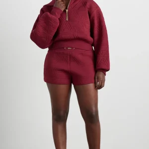 Online Aje ATHLETICA Quilted Scuba Hoodie 729 Burnt Burgundy