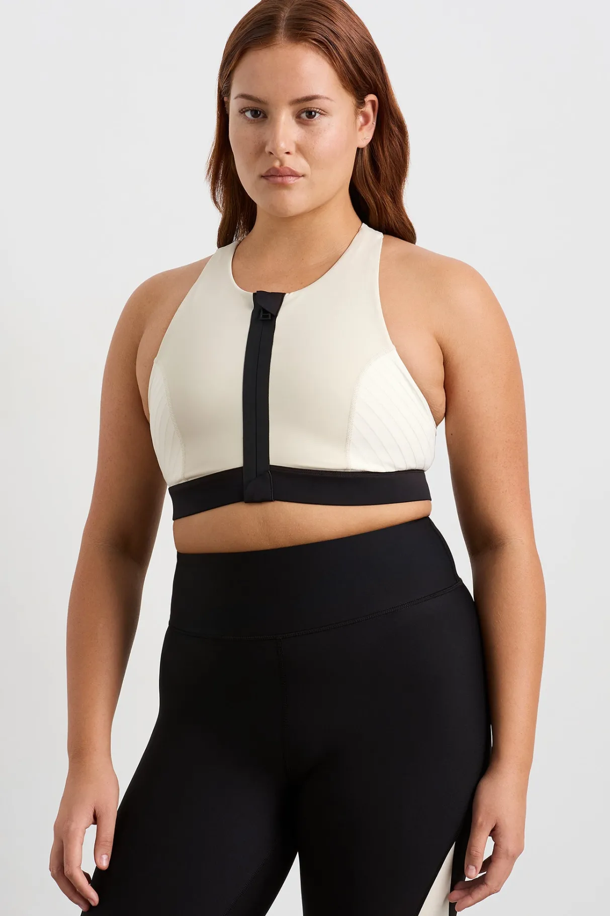 quilted_zip_front_bra__6.webp New Aje ATHLETICA Quilted Zip Front Bra 304 Moonstone Grey / Ecru / Black