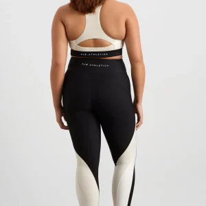 New Aje ATHLETICA Quilted Zip Front Bra 304 Moonstone Grey / Ecru / Black