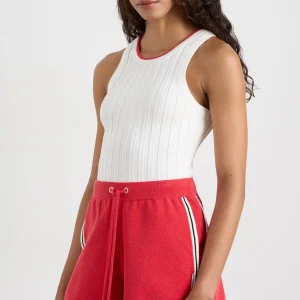 New Aje ATHLETICA Racer Split Knit Top 107 White / Passionate Red