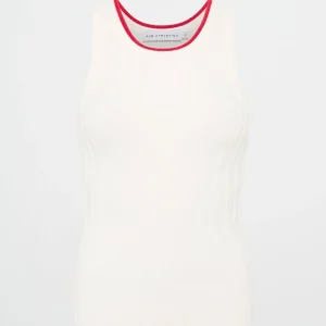 New Aje ATHLETICA Racer Split Knit Top 107 White / Passionate Red