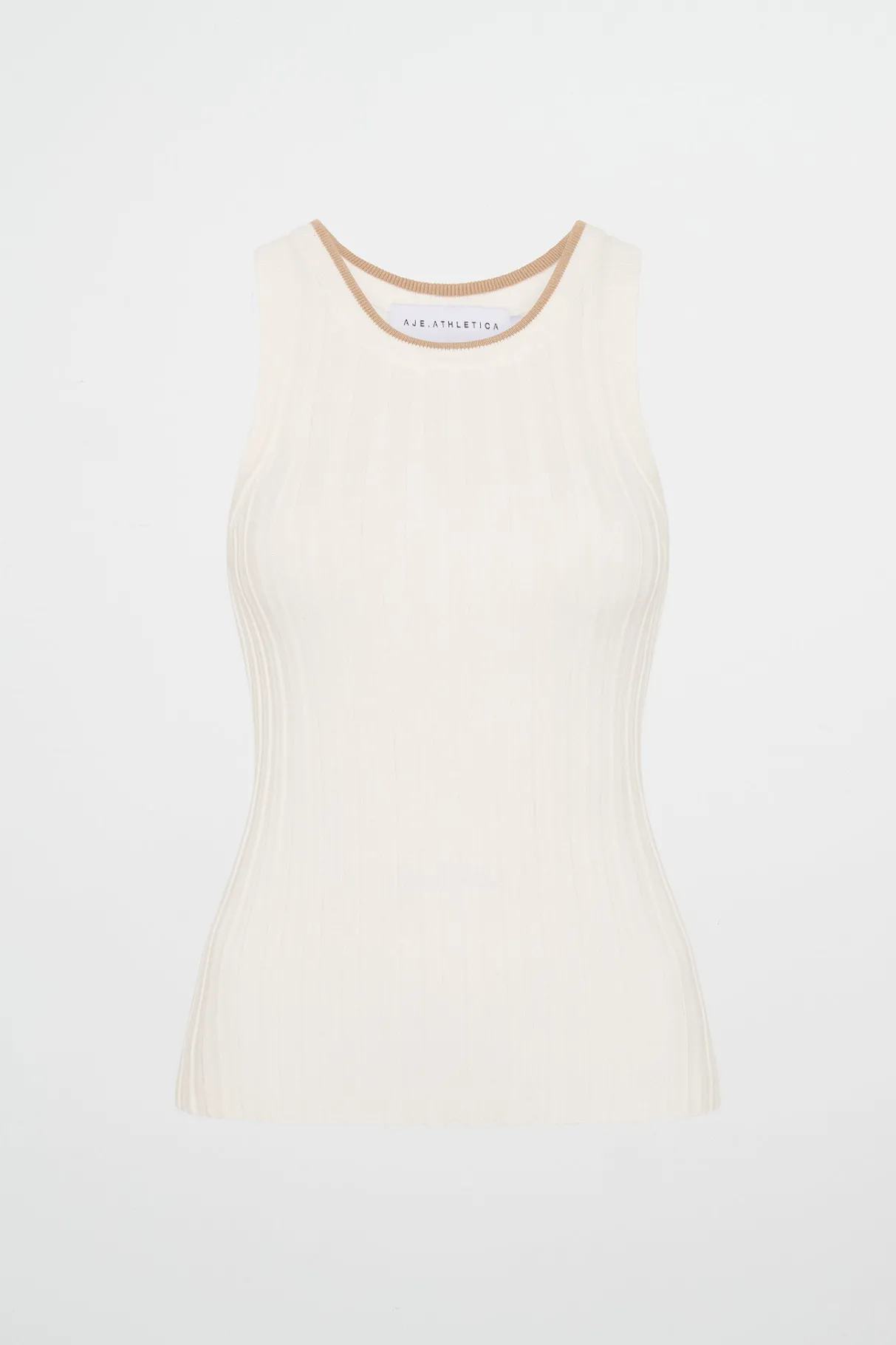 racer_split_knit_top__1.webp Discount Aje ATHLETICA Racer Split Knit Top 107 White/Natural Tan