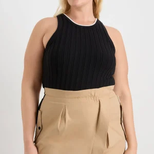 Fashion Aje ATHLETICA Racer Split Knit Top 107 Black / White
