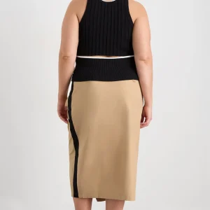 Fashion Aje ATHLETICA Racer Split Knit Top 107 Black / White