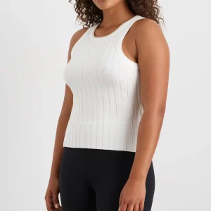 Discount Aje ATHLETICA Racer Split Knit Top 107 White/Natural Tan