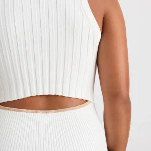 Discount Aje ATHLETICA Racer Split Knit Top 107 White/Natural Tan