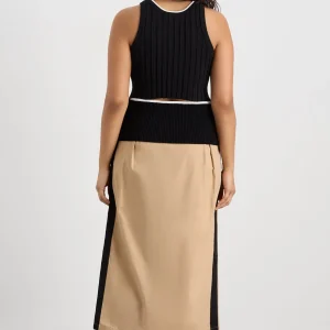 Fashion Aje ATHLETICA Racer Split Knit Top 107 Black / White