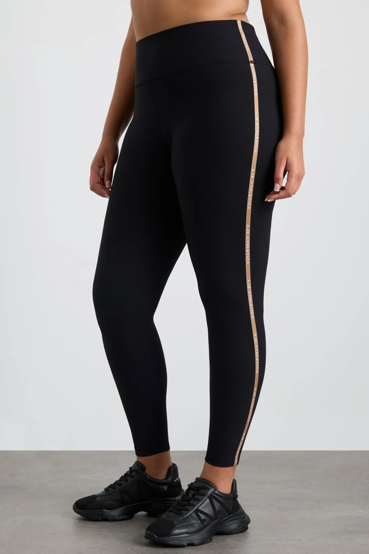 ribbed_logo_ankle_length_legging__10.webp Best Sale Aje ATHLETICA Ribbed Logo Ankle Length Legging 203 Black/Natural Tan