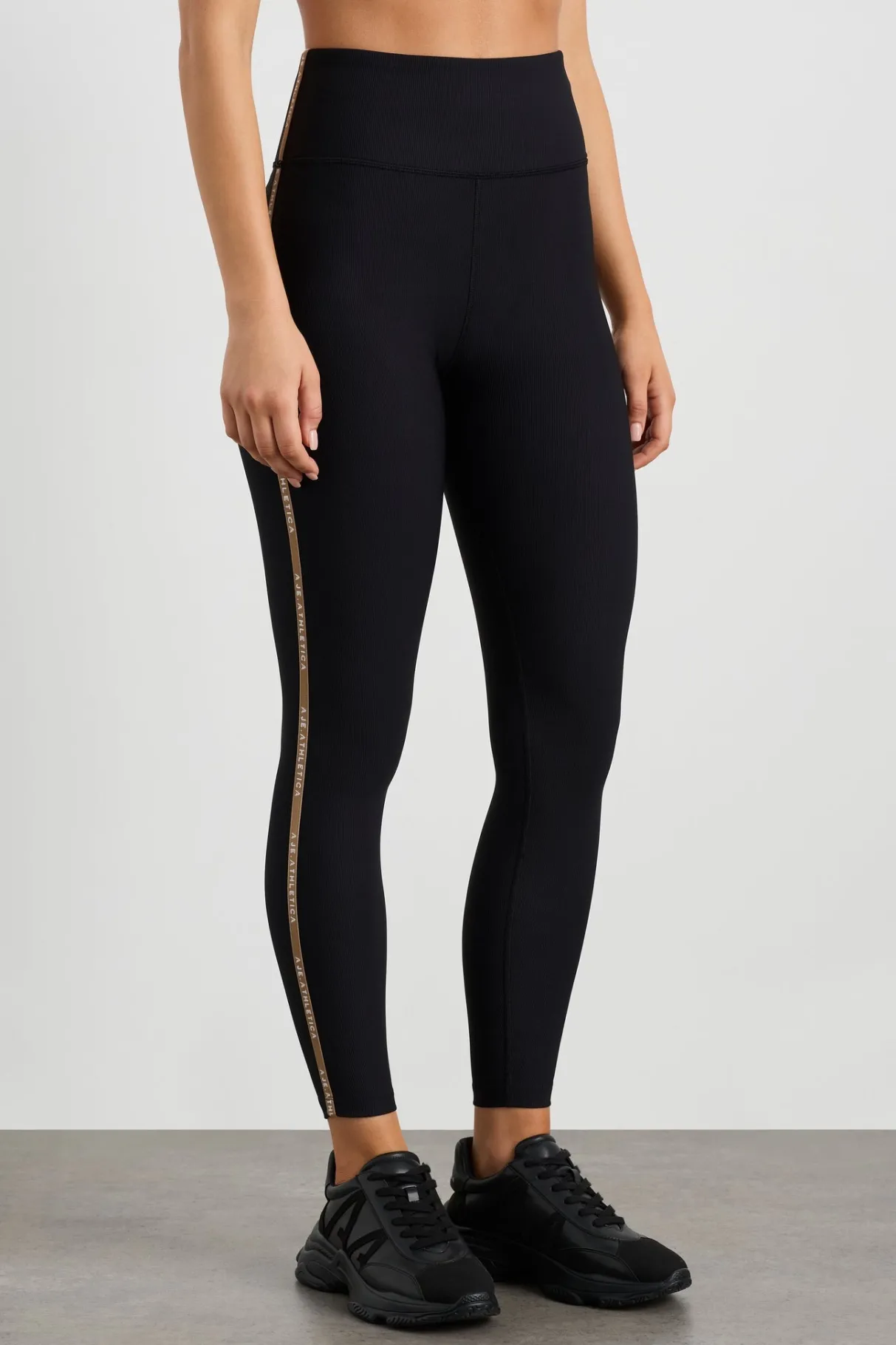 ribbed_logo_ankle_length_legging__2.webp Best Sale Aje ATHLETICA Ribbed Logo Ankle Length Legging 203 Black/Natural Tan