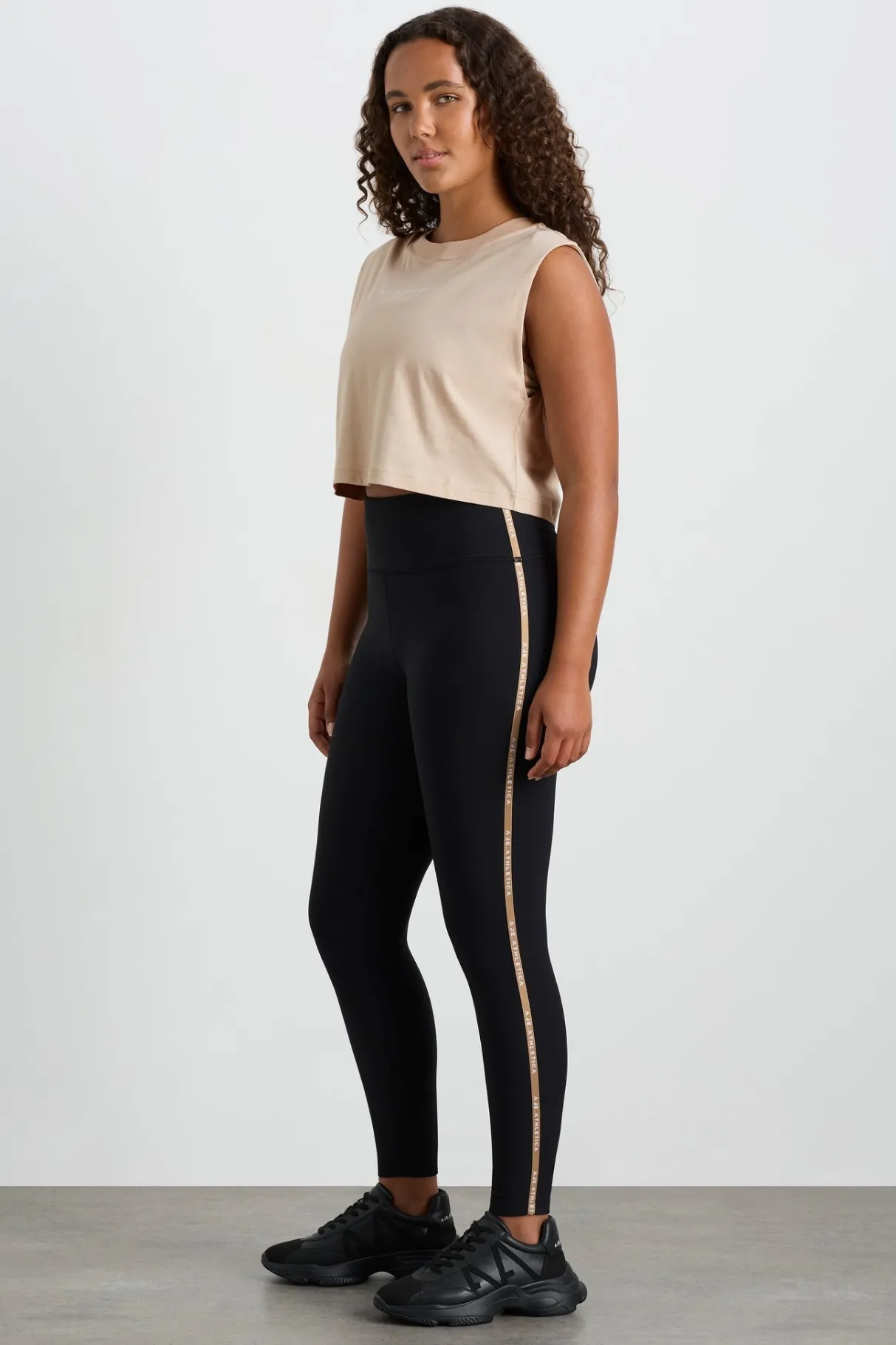 ribbed_logo_ankle_length_legging__5.webp Best Sale Aje ATHLETICA Ribbed Logo Ankle Length Legging 203 Black/Natural Tan
