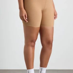 Best Sale Aje ATHLETICA Ribbed Mid Length Bike Short 601 Natural Tan