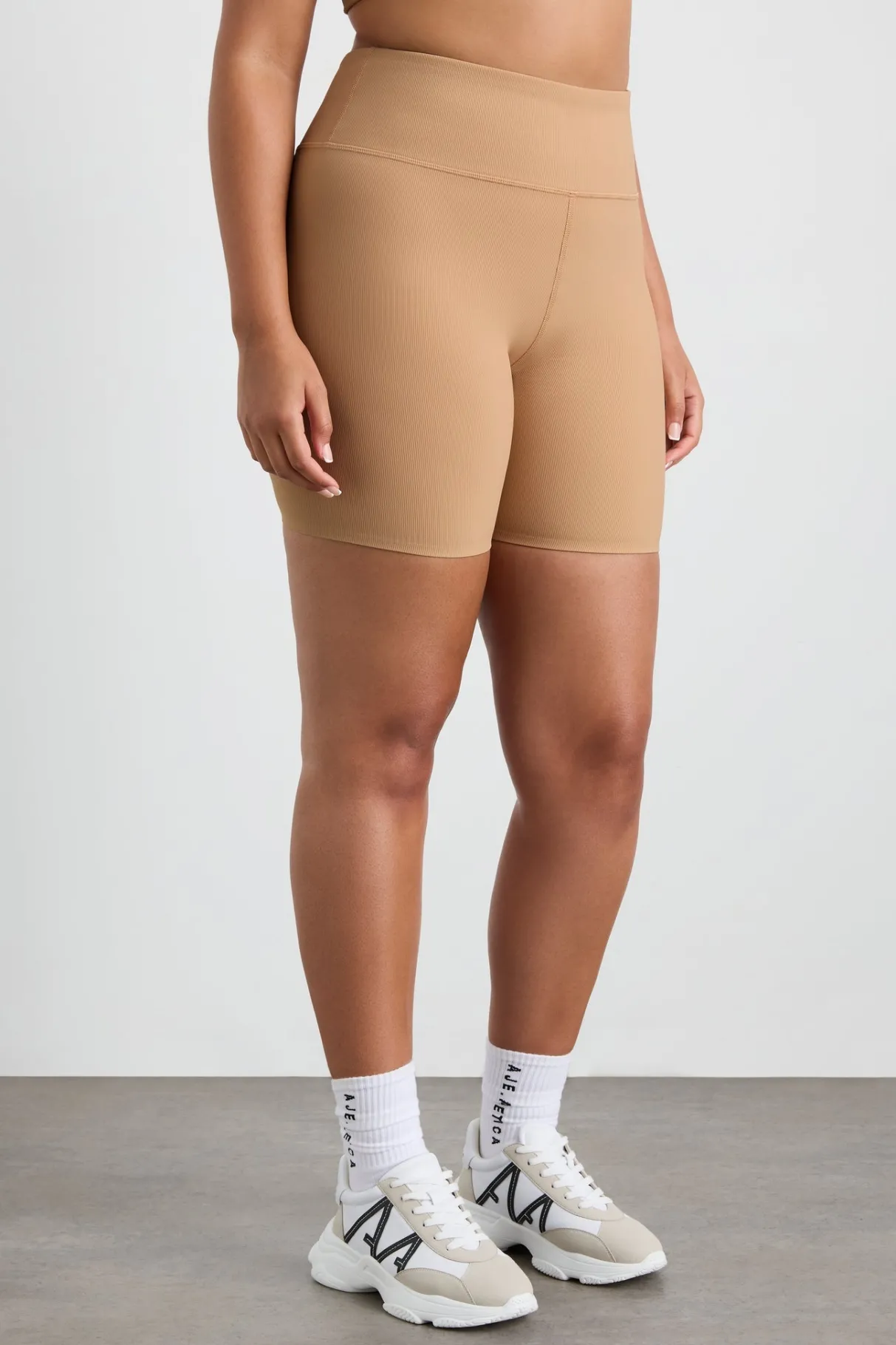 ribbed_mid_length_bike_short__10-1.webp Best Sale Aje ATHLETICA Ribbed Mid Length Bike Short 601 Natural Tan