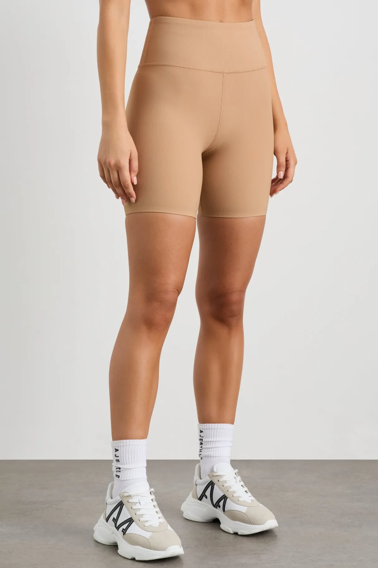 ribbed_mid_length_bike_short__2-1.webp Best Sale Aje ATHLETICA Ribbed Mid Length Bike Short 601 Natural Tan