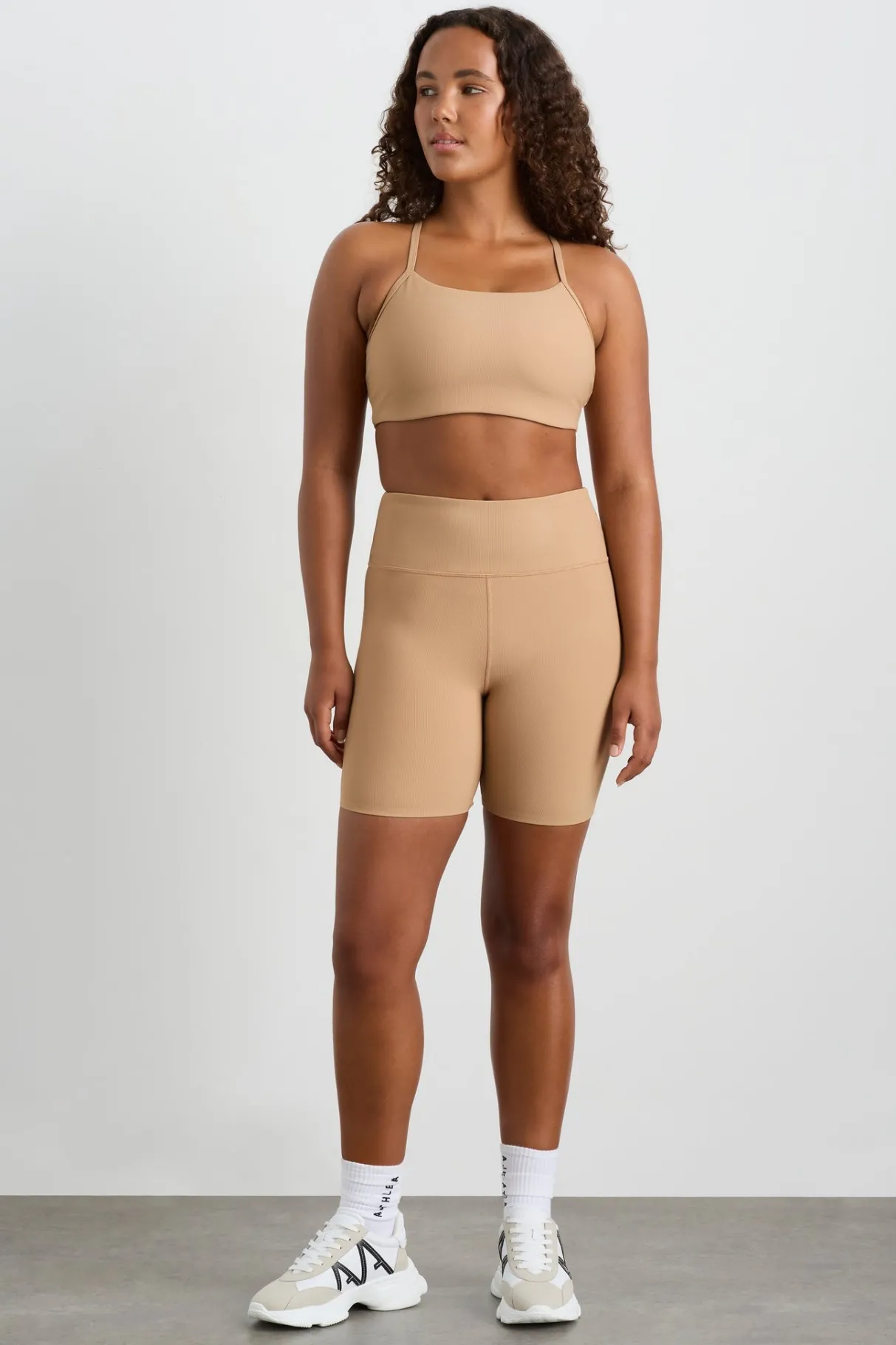 ribbed_mid_length_bike_short__5-1.webp Best Sale Aje ATHLETICA Ribbed Mid Length Bike Short 601 Natural Tan